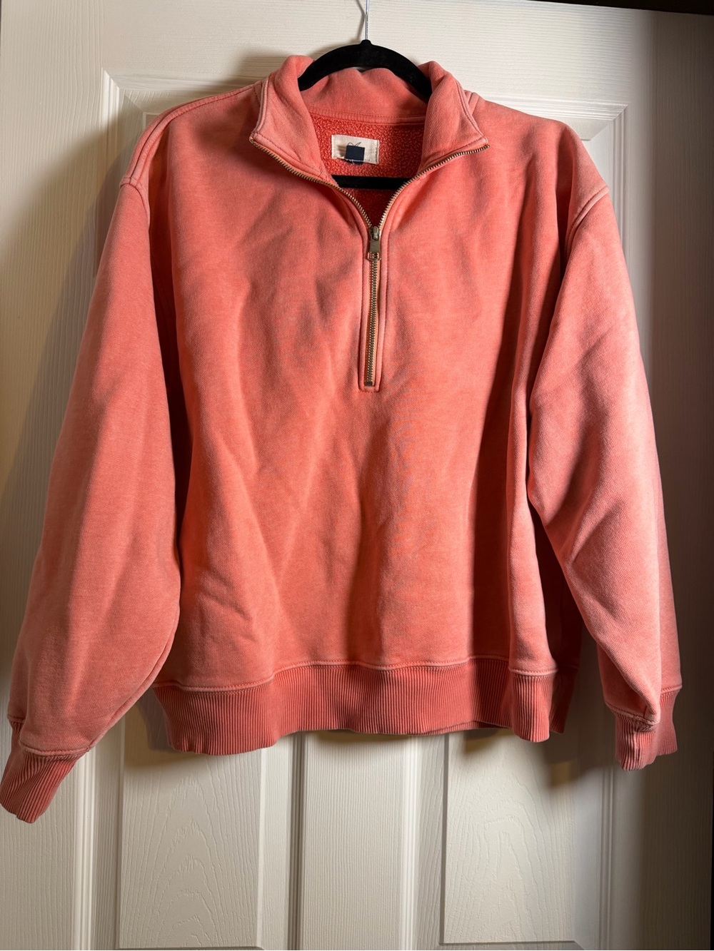 American Eagle Coral Pink Quarter Zip Pullover Sweatshirt Size Small